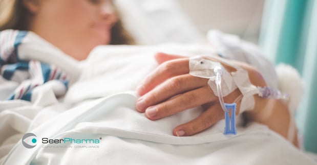 Hospital patient with Peripheral Intravenous Catheter